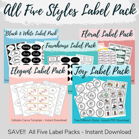 Complete Label Pack - Contains ALL FIVE Label Sets